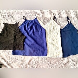 Elegant Women's Tops Set - Blue, White, Black
